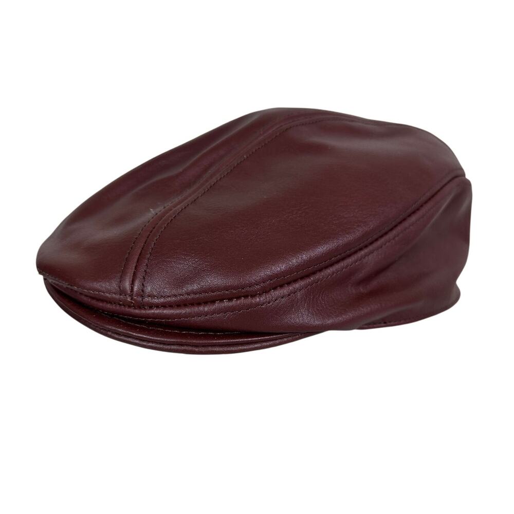 Dorfman Pacific Men's Genuine Leather Brown Newsboy Cabbie Hat Cap Handmade New